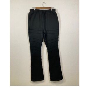 NOVAMEN Black Stitch‎ Detail Flare Sweatpants Women Size S